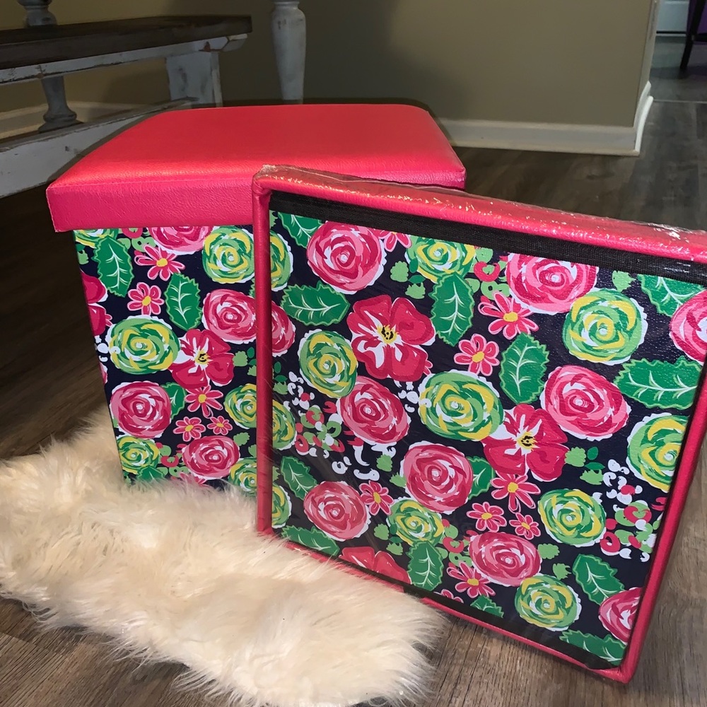 New Simply Southern Folding Storage Ottoman Seat Dorm Room Nursery Stool Floral